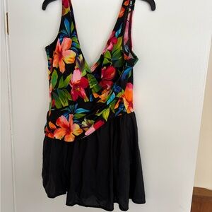 Miraclesuit Floral One Piece Swimsuit - Black and Multicolor NWOT